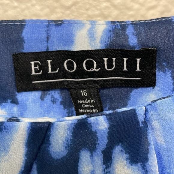 Eloquii Womens Maxi Lined Skirt Size 16 Abstract Print Blue Faux Wrap Side Split - Picture 4 of 10